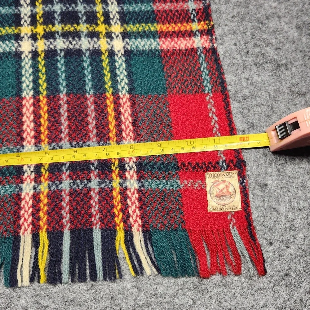 Sandison Vintage Thulewarm Shetland Handwoven Tartal Plaid Wool Scottland Scarf